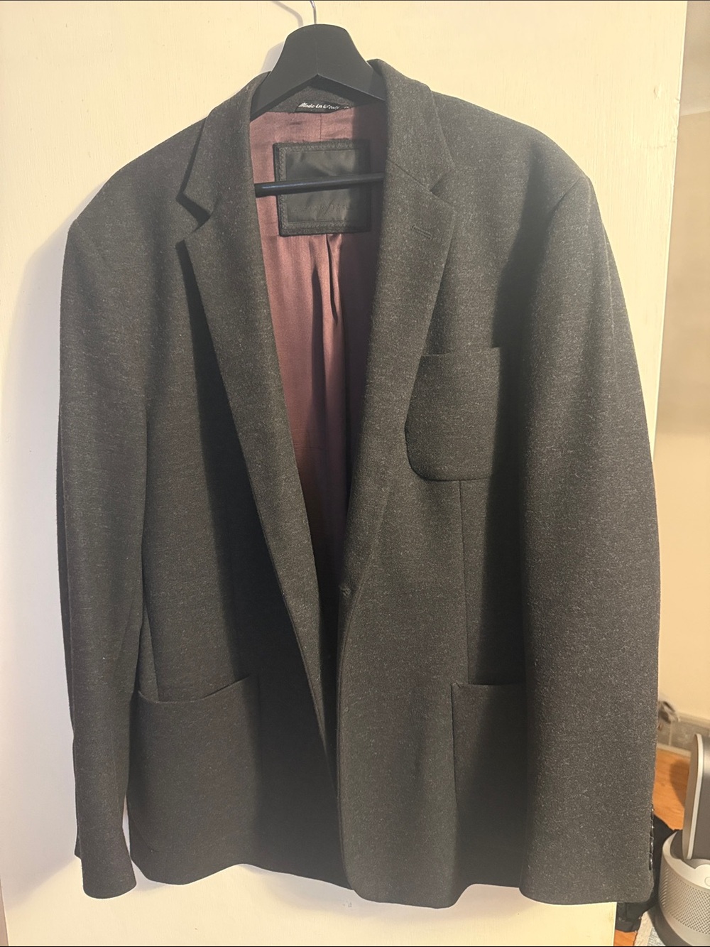 Zachary Prell Dark Charcoal Blazer with Mauve Lining